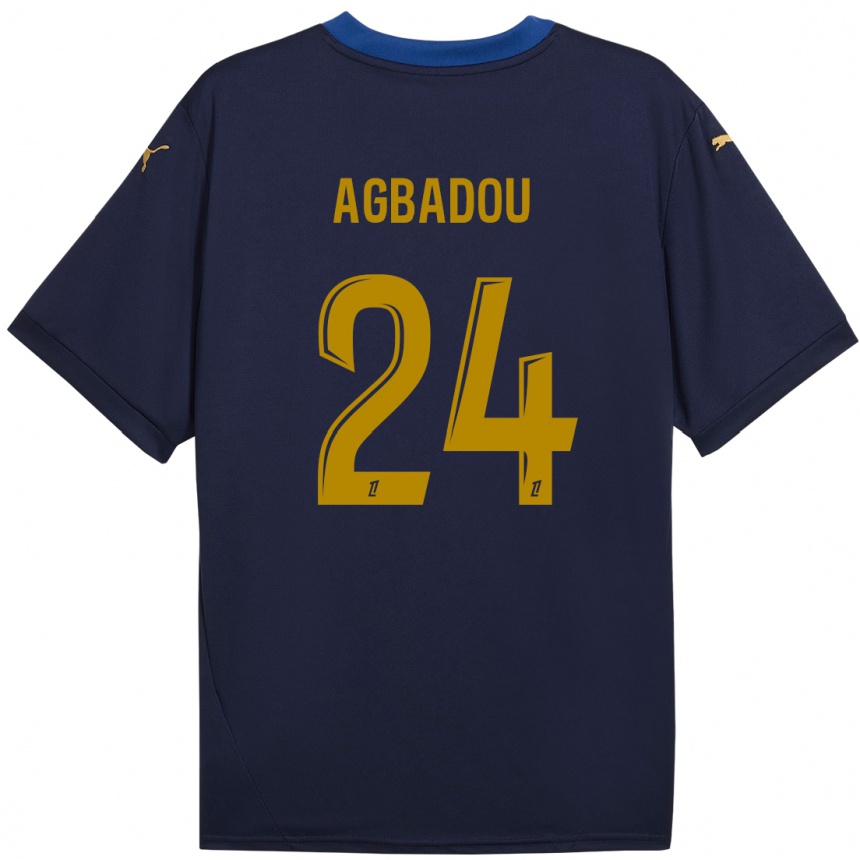 Kids Football Emmanuel Agbadou #24 Navy Gold Away Jersey 2024/25 T-Shirt