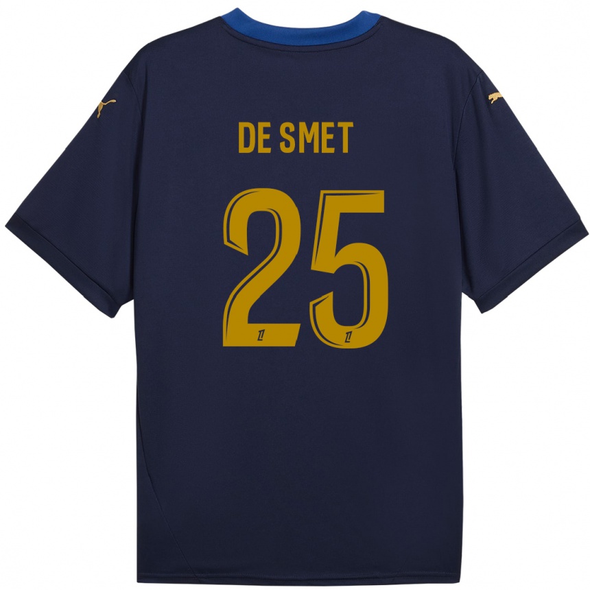 Kids Football Thibault De Smet #25 Navy Gold Away Jersey 2024/25 T-Shirt