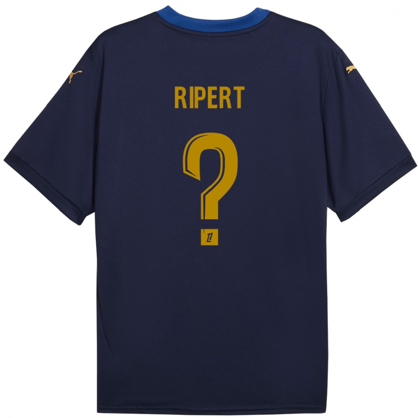 Kids Football Léo Ripert #0 Navy Gold Away Jersey 2024/25 T-Shirt