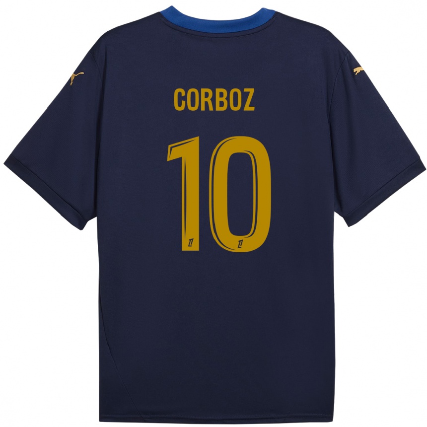 Kids Football Rachel Corboz #10 Navy Gold Away Jersey 2024/25 T-Shirt