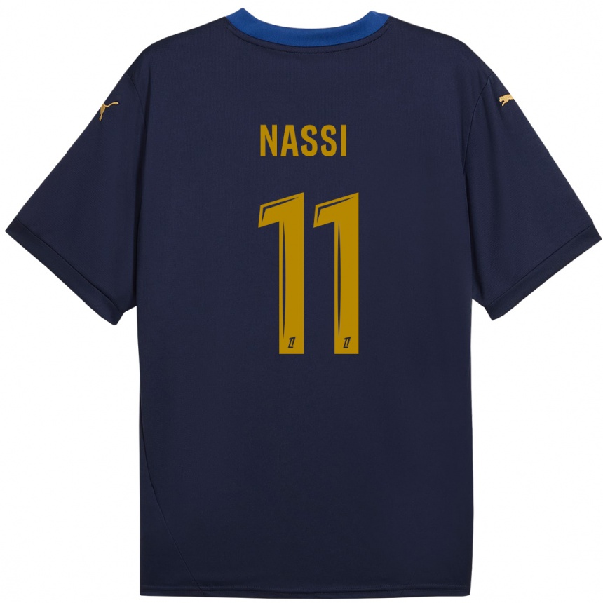 Kids Football Jade Nassi #11 Navy Gold Away Jersey 2024/25 T-Shirt