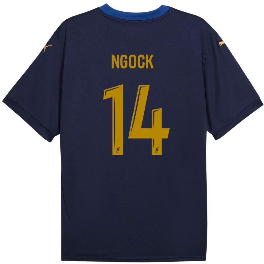 Kids Football Monique Ngock #14 Navy Gold Away Jersey 2024/25 T-Shirt