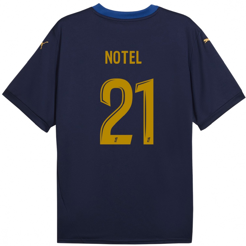 Kids Football Lea Notel #21 Navy Gold Away Jersey 2024/25 T-Shirt