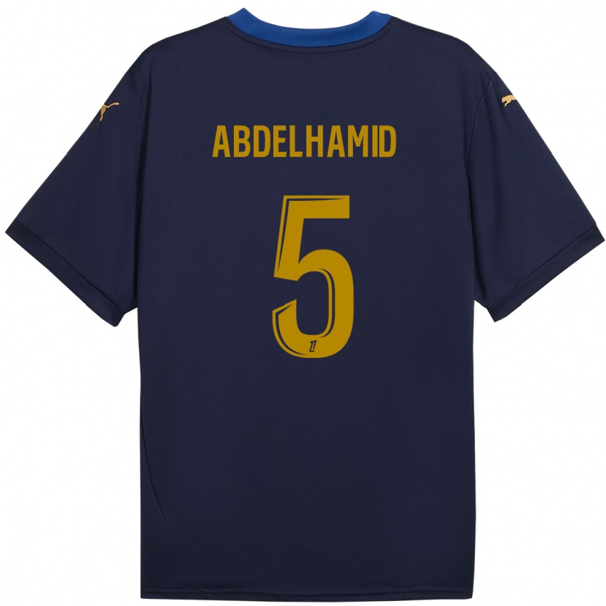 Kids Football Yunis Abdelhamid #5 Navy Gold Away Jersey 2024/25 T-Shirt