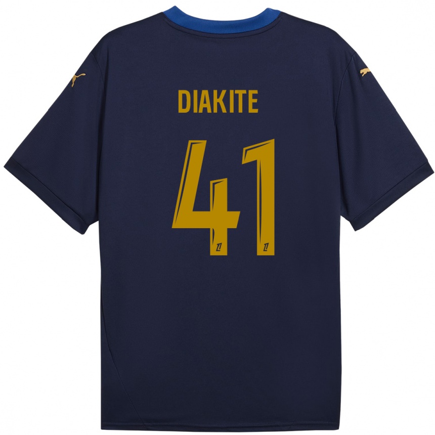 Kids Football Ibrahim Diakité #41 Navy Gold Away Jersey 2024/25 T-Shirt