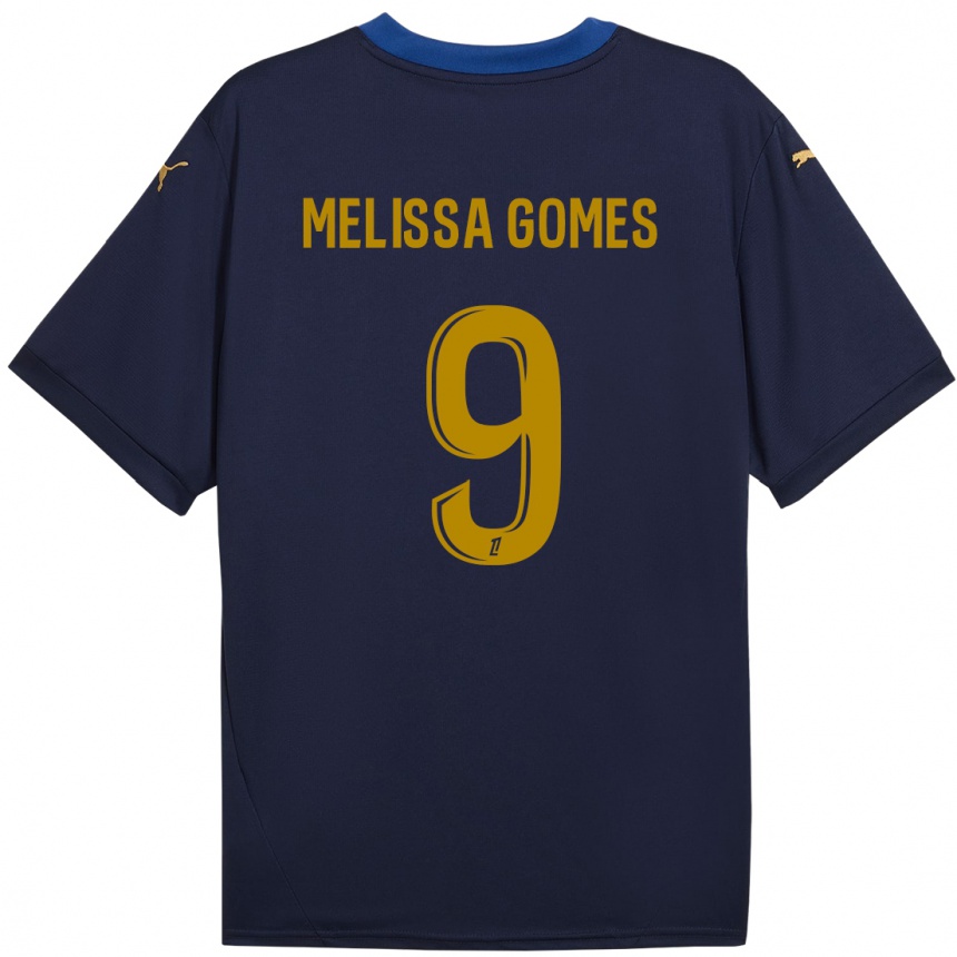 Kids Football Melissa Ferreira Gomes #9 Navy Gold Away Jersey 2024/25 T-Shirt