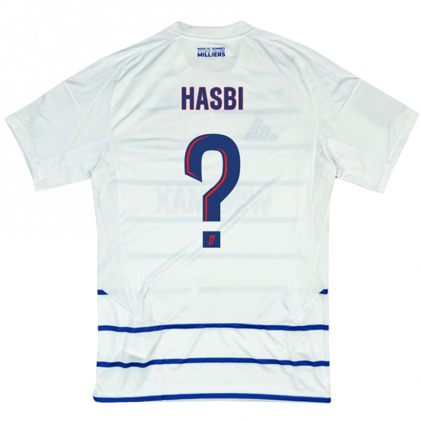 Kids Football Walid Hasbi #0 White Blue Away Jersey 2024/25 T-Shirt