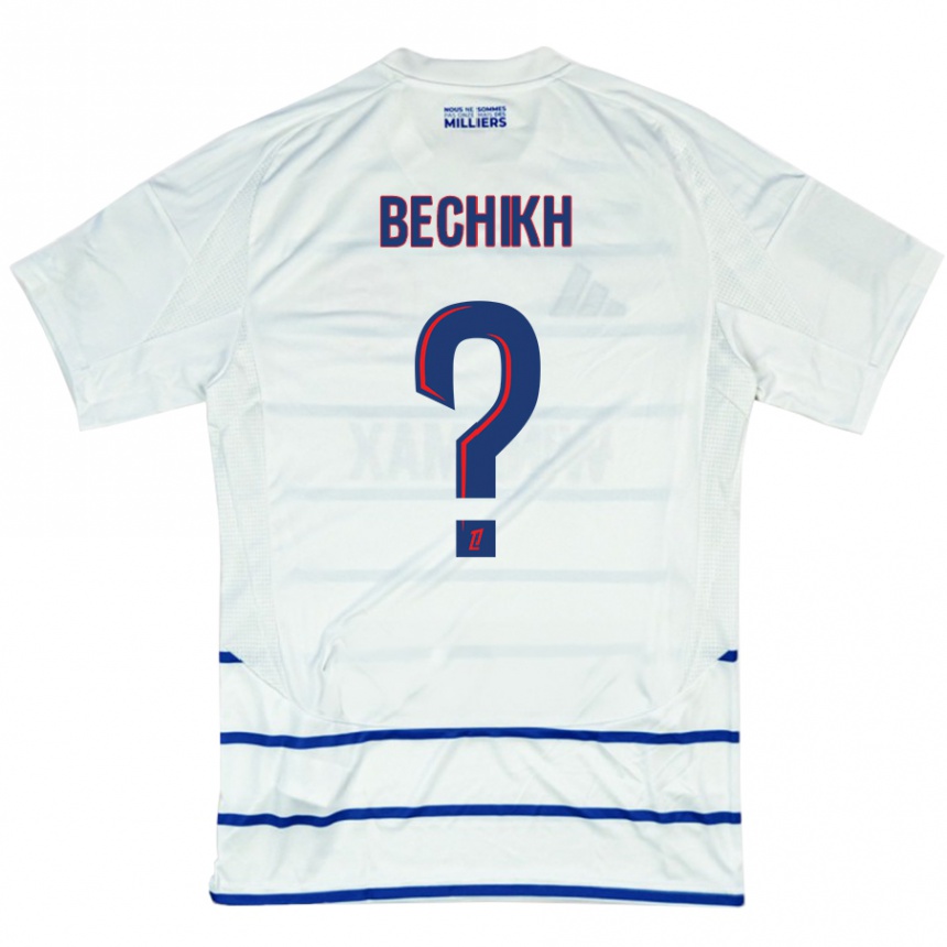 Kids Football Mohamed Bechikh #0 White Blue Away Jersey 2024/25 T-Shirt