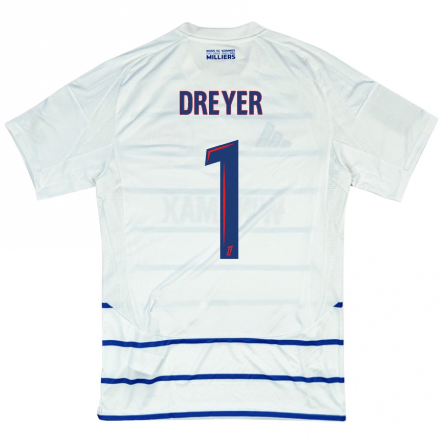 Kids Football Matthieu Dreyer #1 White Blue Away Jersey 2024/25 T-Shirt