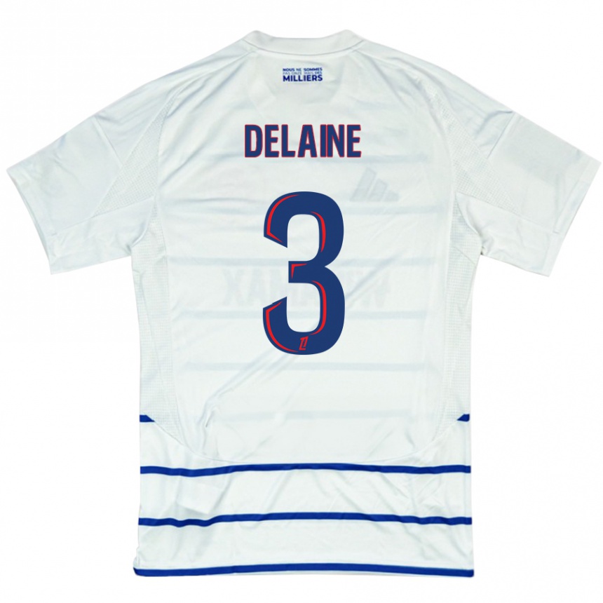 Kids Football Thomas Delaine #3 White Blue Away Jersey 2024/25 T-Shirt