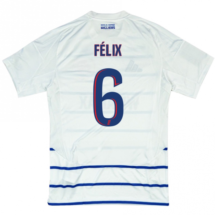 Kids Football Félix Lemaréchal #6 White Blue Away Jersey 2024/25 T-Shirt