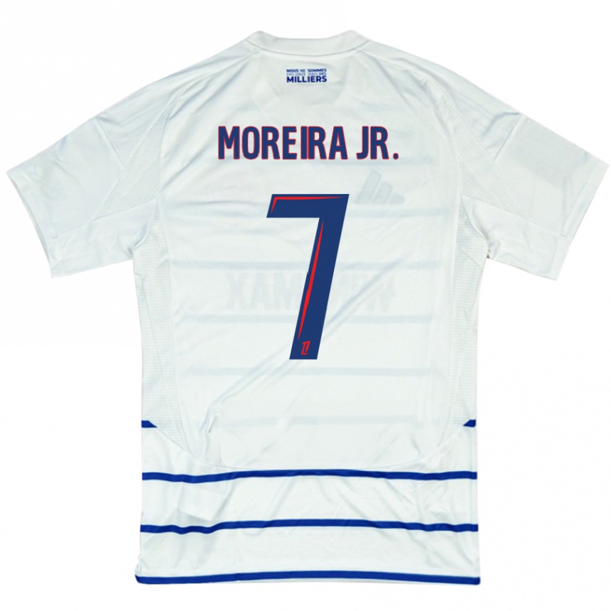 Kids Football Diego Moreira #7 White Blue Away Jersey 2024/25 T-Shirt