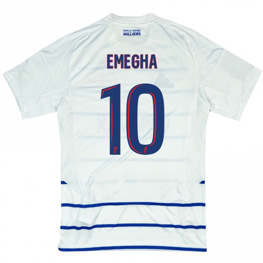 Kids Football Emanuel Emegha #10 White Blue Away Jersey 2024/25 T-Shirt