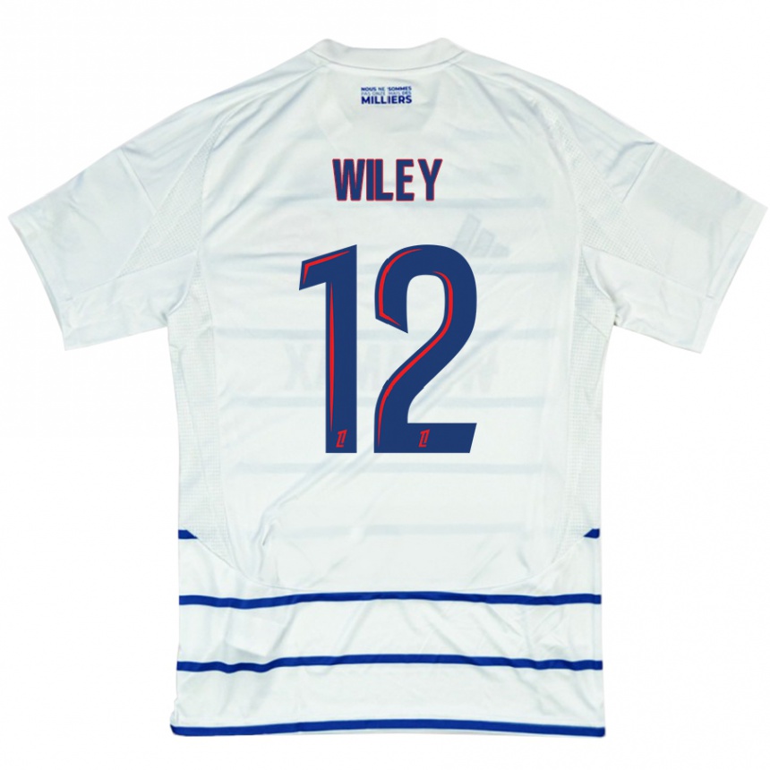 Kids Football Caleb Wiley #12 White Blue Away Jersey 2024/25 T-Shirt