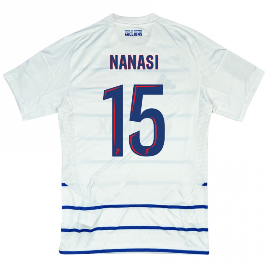 Kids Football Sebastian Nanasi #15 White Blue Away Jersey 2024/25 T-Shirt