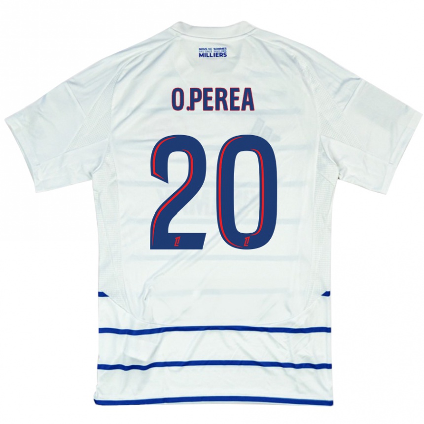 Kids Football Óscar Perea #20 White Blue Away Jersey 2024/25 T-Shirt