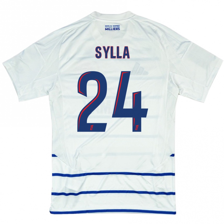 Kids Football Abakar Sylla #24 White Blue Away Jersey 2024/25 T-Shirt