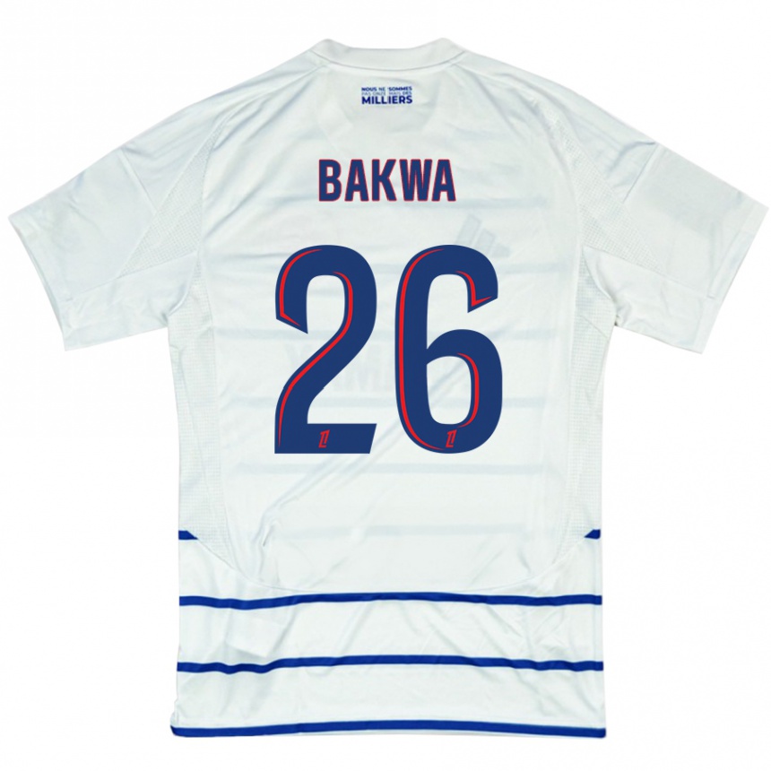 Kids Football Dilane Bakwa #26 White Blue Away Jersey 2024/25 T-Shirt