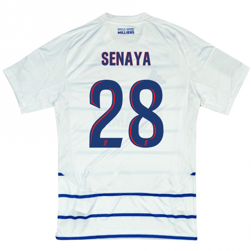 Kids Football Marvin Senaya #28 White Blue Away Jersey 2024/25 T-Shirt