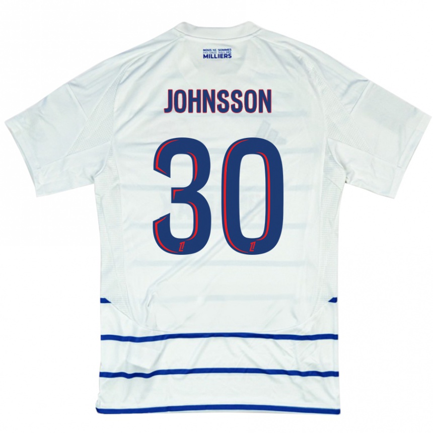 Kids Football Karl-Johan Johnsson #30 White Blue Away Jersey 2024/25 T-Shirt