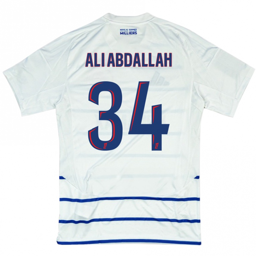 Kids Football Aboubacar Ali Abdallah #34 White Blue Away Jersey 2024/25 T-Shirt