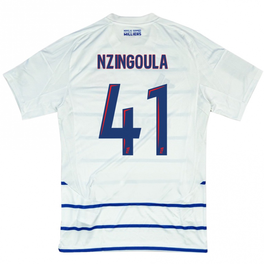 Kids Football Rabby Nzingoula #41 White Blue Away Jersey 2024/25 T-Shirt