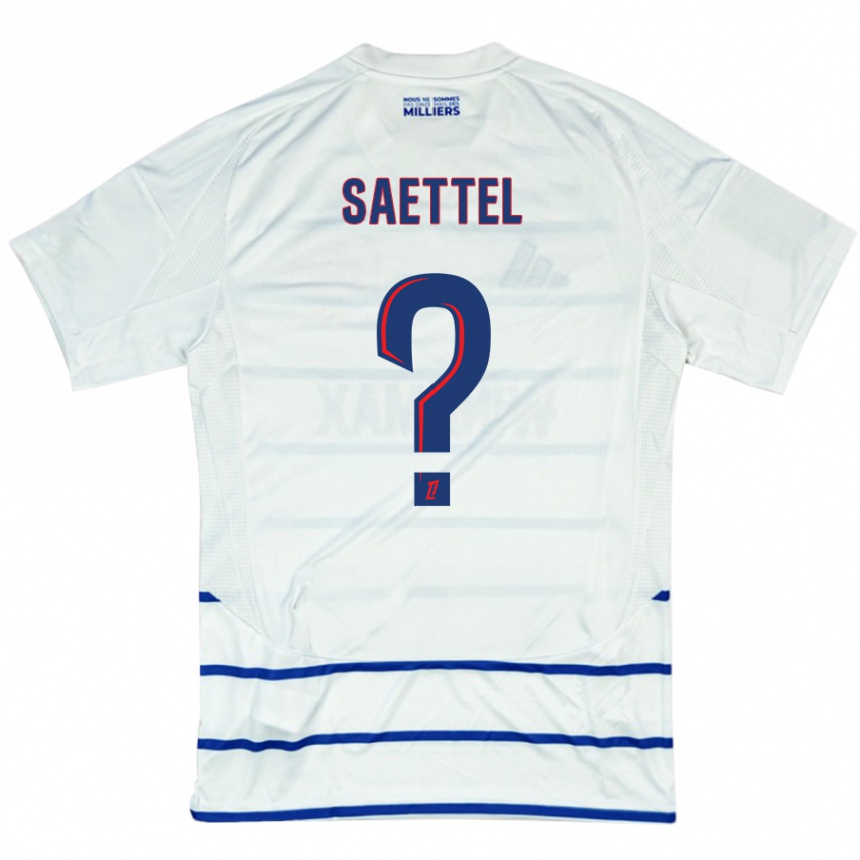 Kids Football Tom Saettel #0 White Blue Away Jersey 2024/25 T-Shirt