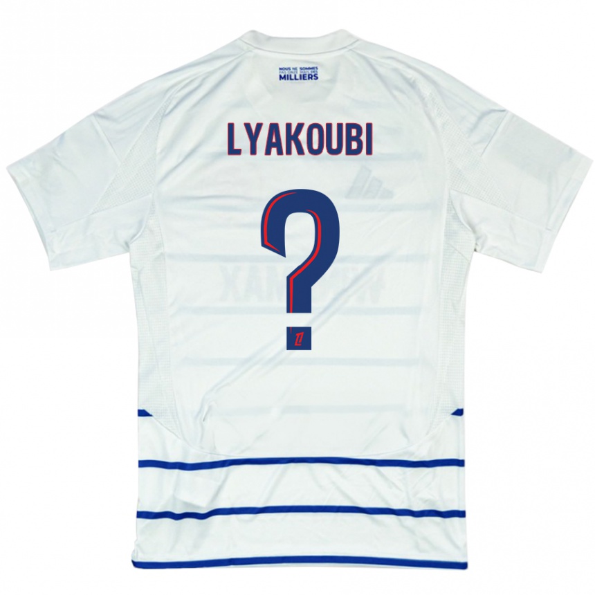 Kids Football Oussama Lyakoubi #0 White Blue Away Jersey 2024/25 T-Shirt