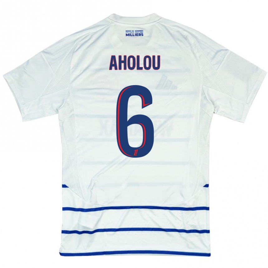 Kids Football Jean-Eudes Aholou #6 White Blue Away Jersey 2024/25 T-Shirt