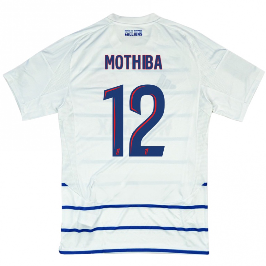 Kids Football Lebo Mothiba #12 White Blue Away Jersey 2024/25 T-Shirt