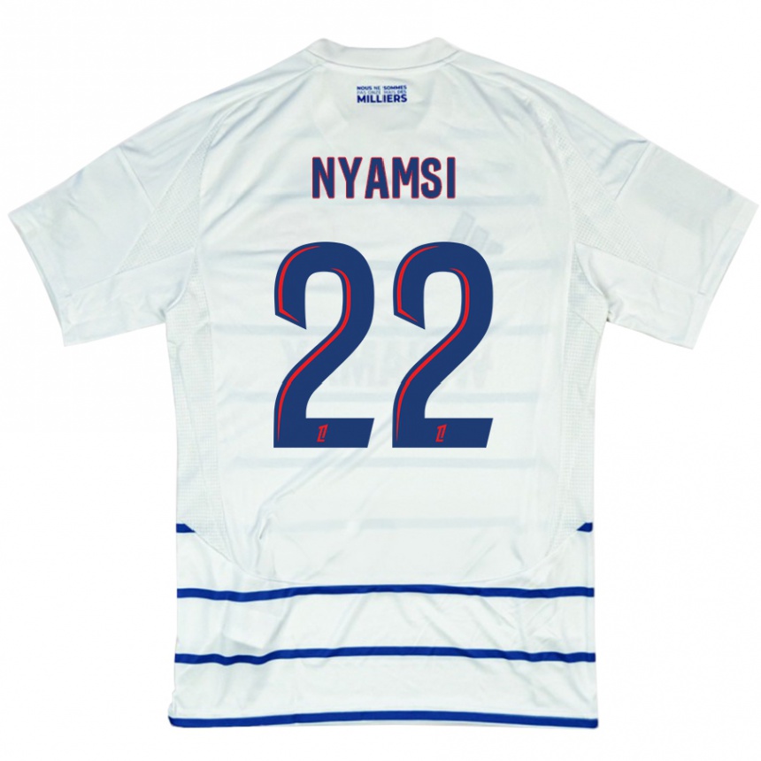 Kids Football Gerzino Nyamsi #22 White Blue Away Jersey 2024/25 T-Shirt