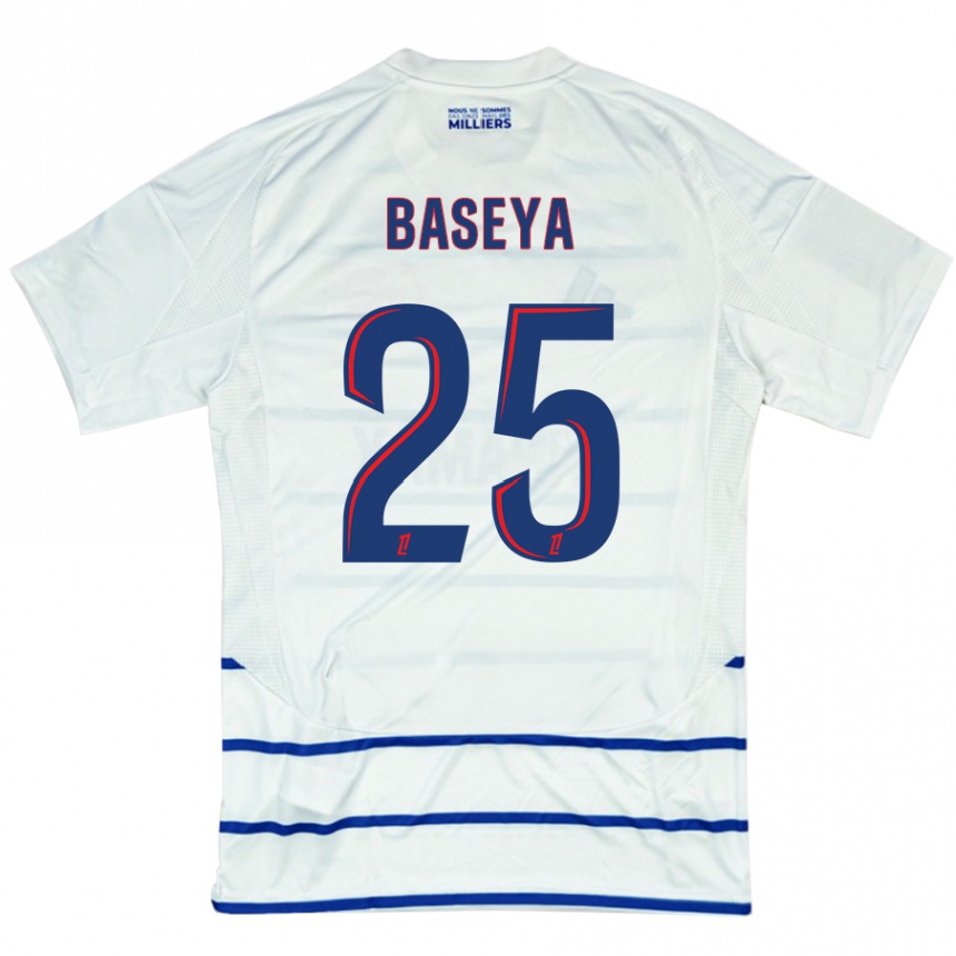 Kids Football Steven Baseya #25 White Blue Away Jersey 2024/25 T-Shirt