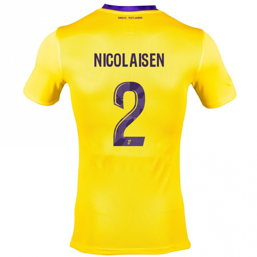 Kids Football Rasmus Nicolaisen #2 Yellow Purple Away Jersey 2024/25 T-Shirt