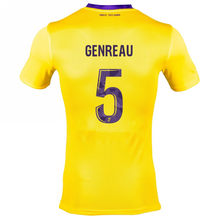 Kids Football Denis Genreau #5 Yellow Purple Away Jersey 2024/25 T-Shirt