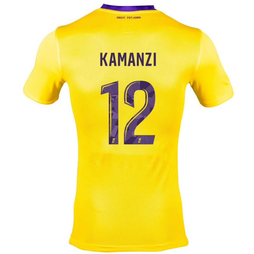 Kids Football Warren Kamanzi #12 Yellow Purple Away Jersey 2024/25 T-Shirt