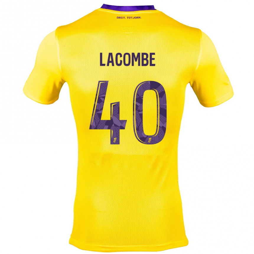 Kids Football Justin Lacombe #40 Yellow Purple Away Jersey 2024/25 T-Shirt