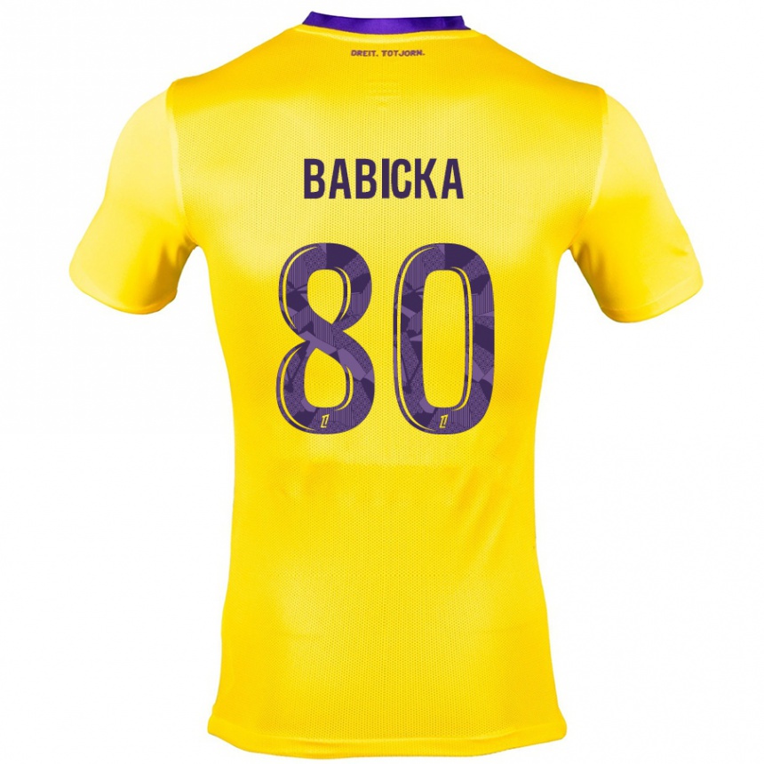 Kids Football Shavy Babicka #80 Yellow Purple Away Jersey 2024/25 T-Shirt