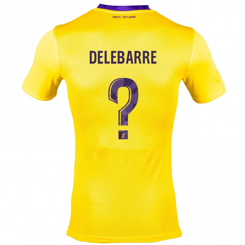 Kids Football Mathis Delebarre #0 Yellow Purple Away Jersey 2024/25 T-Shirt