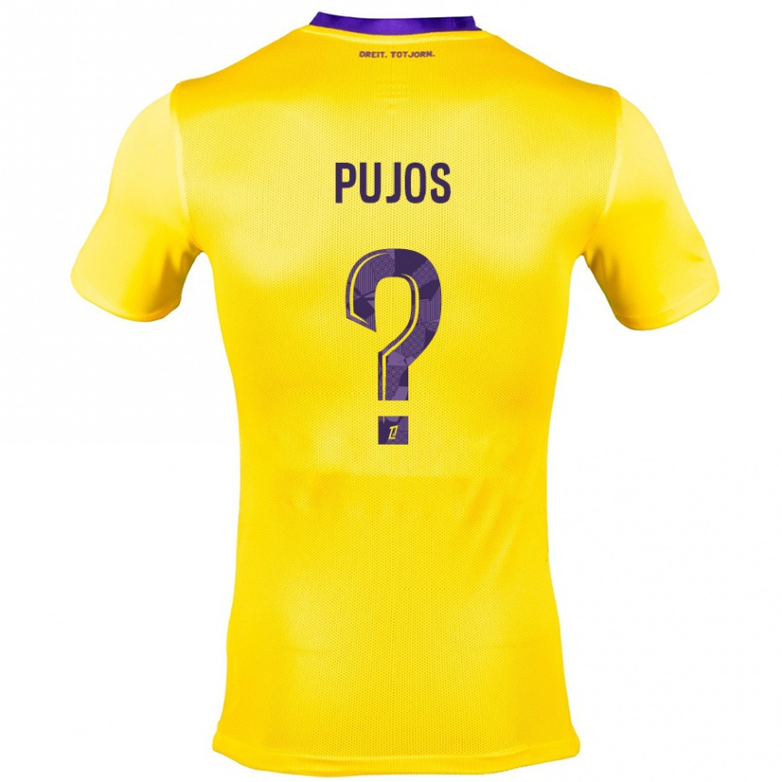 Kids Football Clément Pujos #0 Yellow Purple Away Jersey 2024/25 T-Shirt