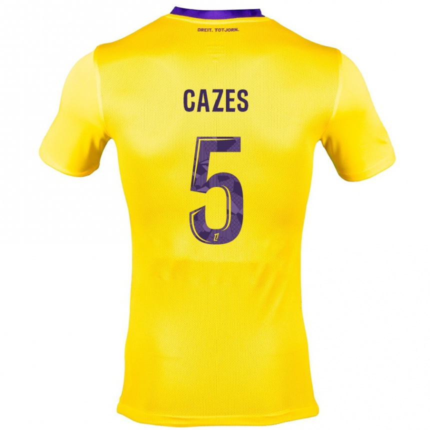 Kids Football Manon Cazes #5 Yellow Purple Away Jersey 2024/25 T-Shirt