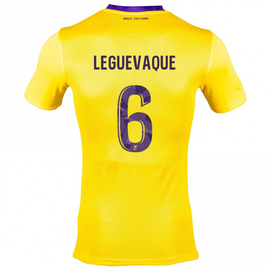 Kids Football Laurie Leguevaque #6 Yellow Purple Away Jersey 2024/25 T-Shirt