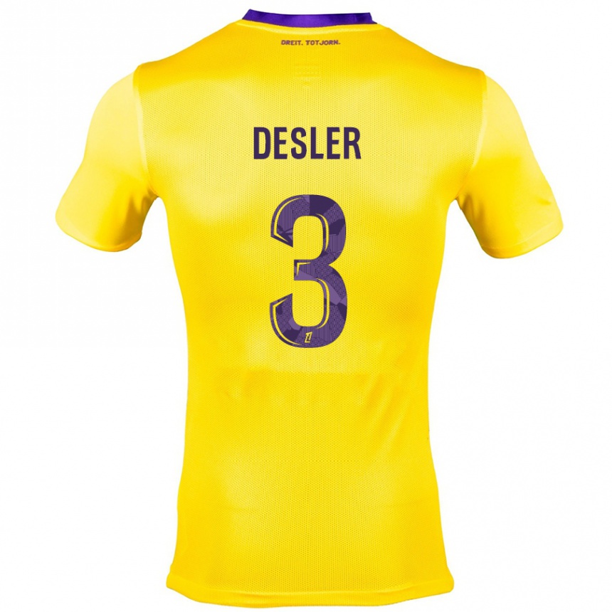 Kids Football Mikkel Desler #3 Yellow Purple Away Jersey 2024/25 T-Shirt