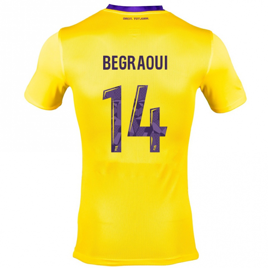 Kids Football Yanis Begraoui #14 Yellow Purple Away Jersey 2024/25 T-Shirt