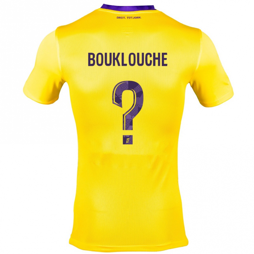 Kids Football Kelyan Bouklouche #0 Yellow Purple Away Jersey 2024/25 T-Shirt