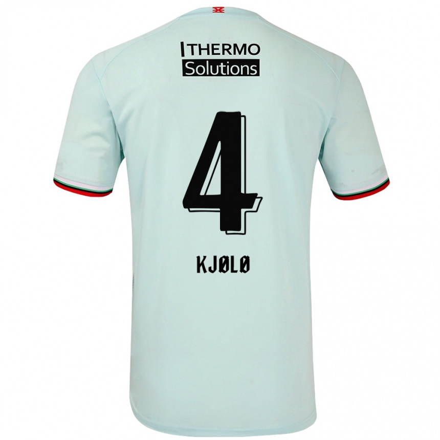 Kids Football Mathias Kjølø #4 Light Green Away Jersey 2024/25 T-Shirt