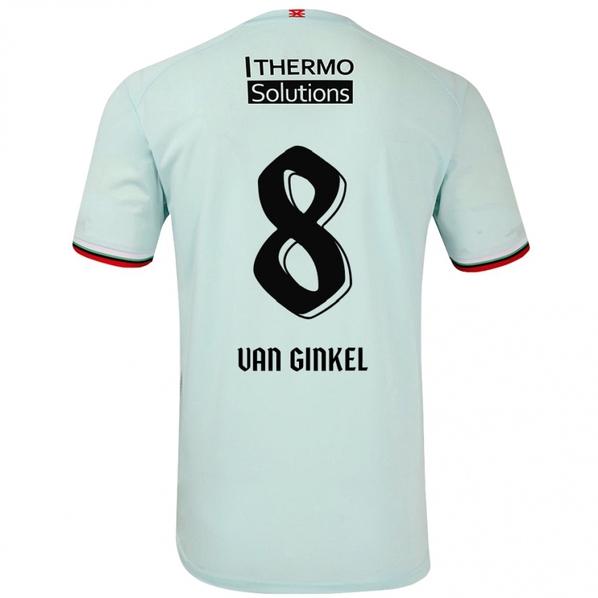 Kids Football Danique Van Ginkel #8 Light Green Away Jersey 2024/25 T-Shirt