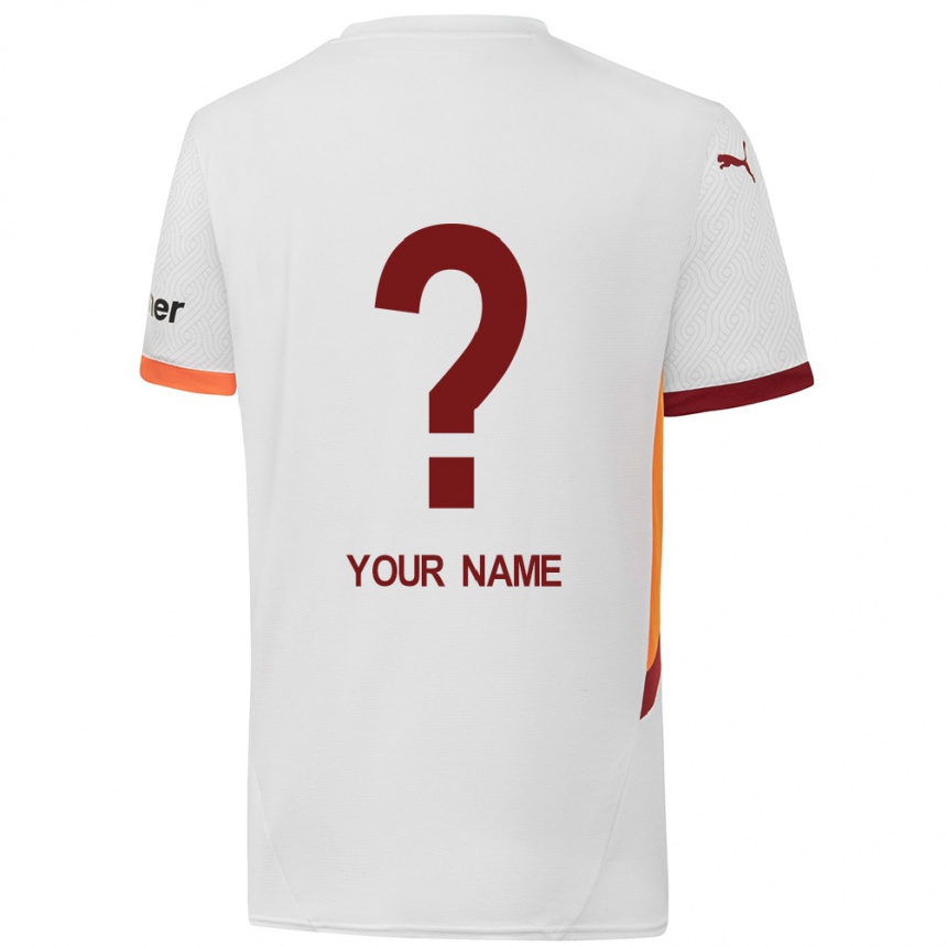 Kids Football Your Name #0 White Yellow Red Away Jersey 2024/25 T-Shirt