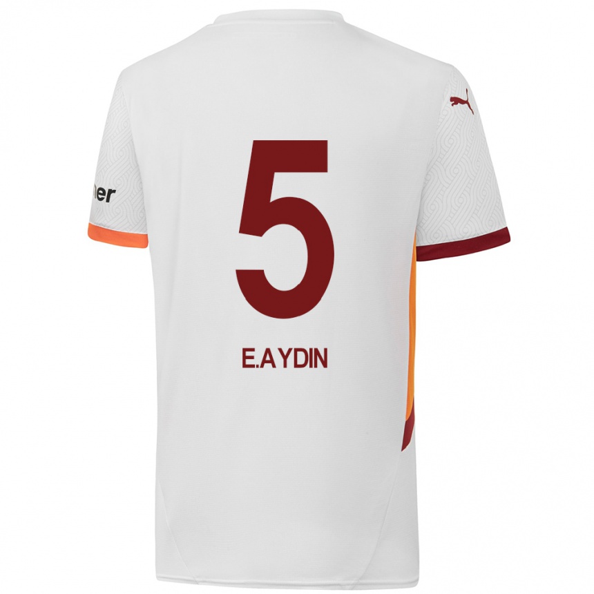 Kids Football Eyüp Aydin #5 White Yellow Red Away Jersey 2024/25 T-Shirt