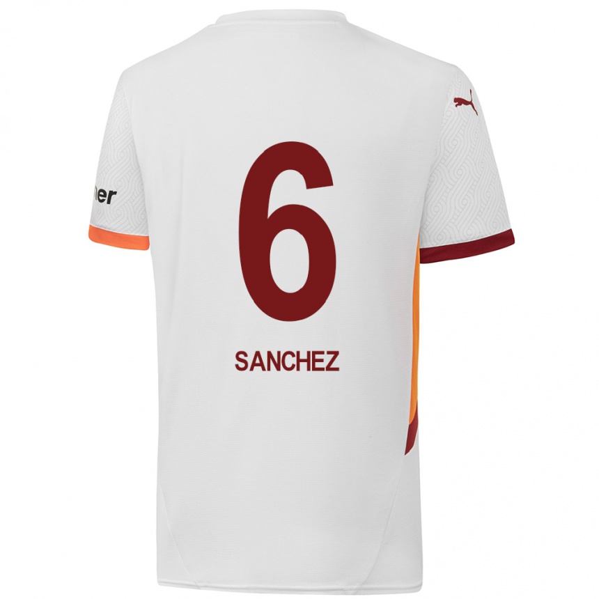 Kids Football Davinson Sanchez #6 White Yellow Red Away Jersey 2024/25 T-Shirt