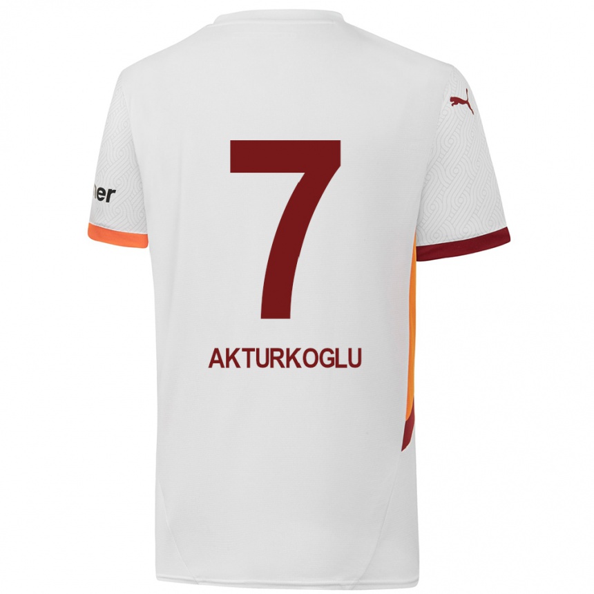 Kids Football Kerem Aktürkoğlu #7 White Yellow Red Away Jersey 2024/25 T-Shirt